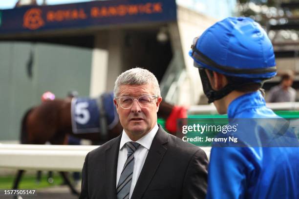 Former jockey Darren Beadman prepares for Race 1 ATC Thank You Trainers Handicap during Industry Celebration Racing for Good Charity Day - Sydney...