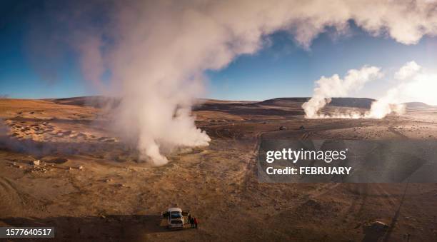 geysers sol de manana - laguna colorada stock pictures, royalty-free photos & images