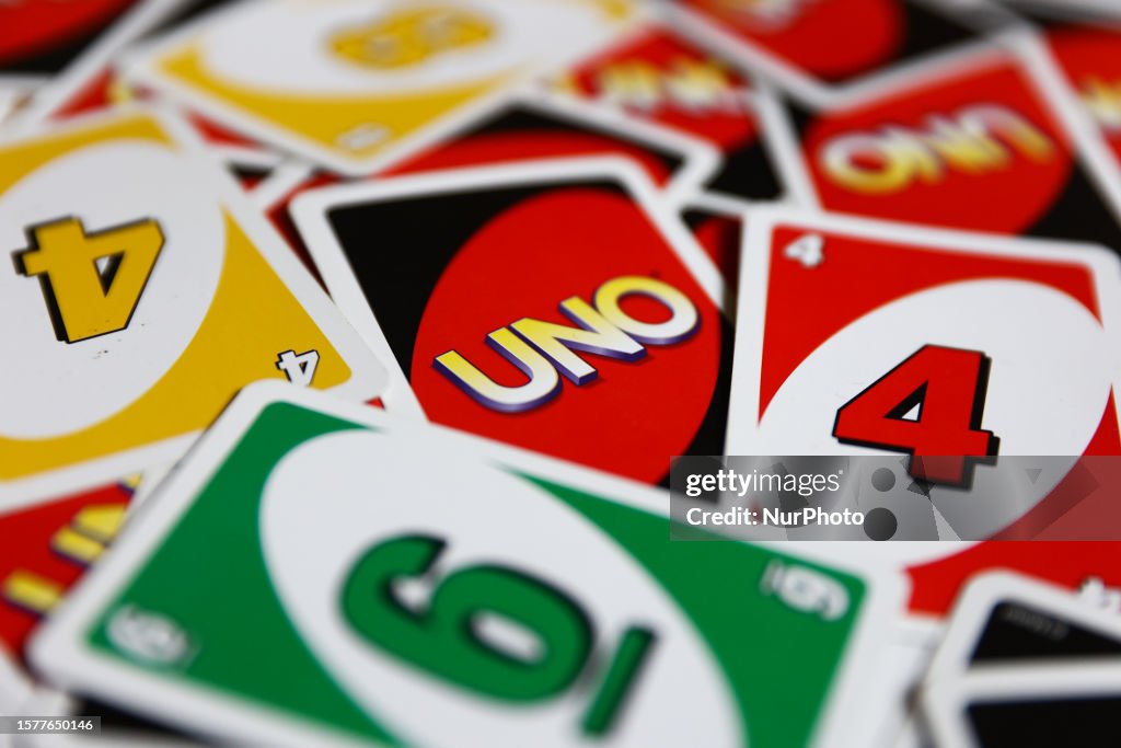 UNO game cards are seen in this illustration photo taken in Poland on ...