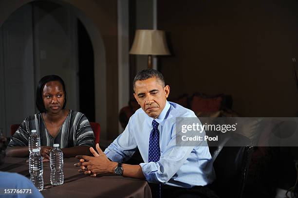 President Barack Obama speaks while visiting a home to discuss his plan to extend tax cuts for 98 percent of Americans December 6, 2012 in Falls...