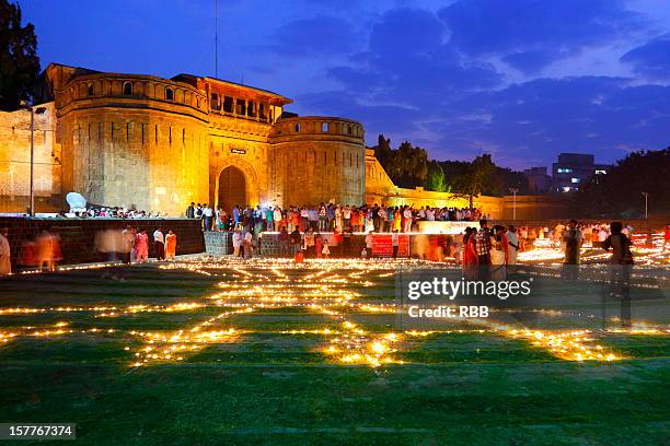 deepostav at shaniwarwada - india celebrates diwali festival stock pictures, royalty-free photos & images