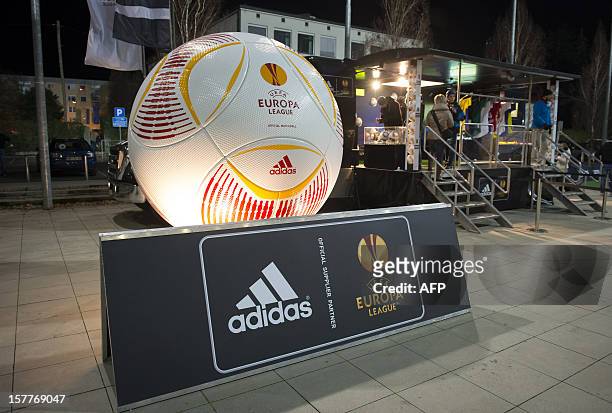 Picture taken on December 6, 2012 shows the UEFA Europa League truck parked outside the stadium in Maribor, during the NK Maribor vs Lazio Europa...