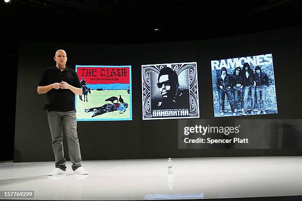 Spotify's founder and CEO Daniel Elk speaks at a Spotify event on December 6, 2012 in New York City. Elk, who started the Swedish music streaming...