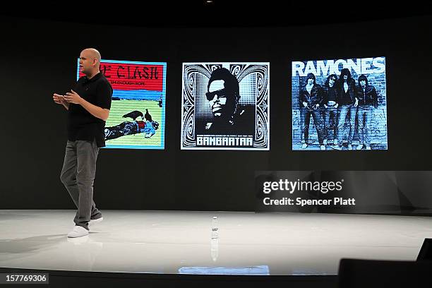 Spotify's founder and CEO Daniel Elk speaks at a Spotify event on December 6, 2012 in New York City. Elk, who started the Swedish music streaming...