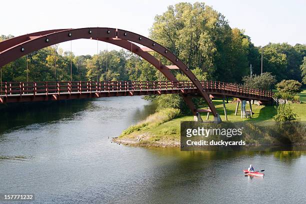 the tridge and kayaker - midland stock pictures, royalty-free photos & images
