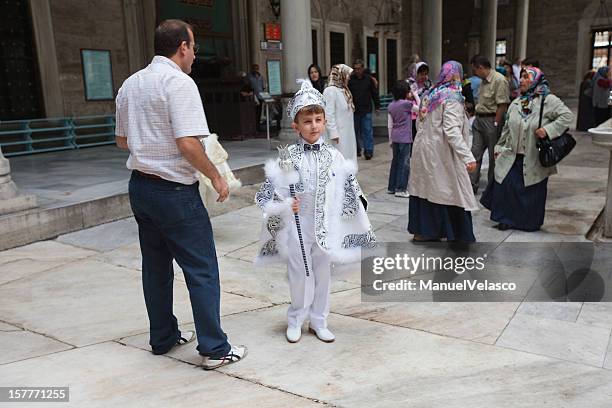 turkish boy ready for circumcision - boy circumcision stock pictures, royalty-free photos & images