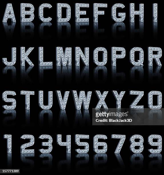 glamour alfabeto sobre preto - tridimensional letters imagens e fotografias de stock