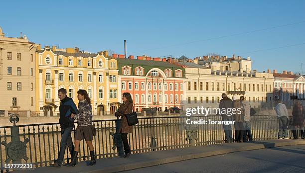 bank of the fontanka at dusk - neva river stock pictures, royalty-free photos & images