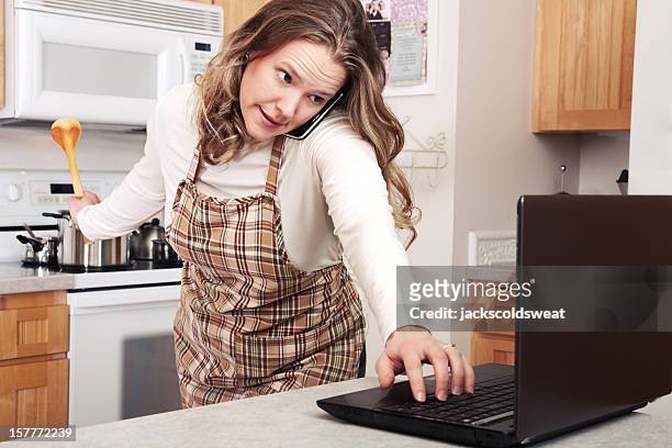 busy woman multitasking - multitasking woman stock pictures, royalty-free photos & images
