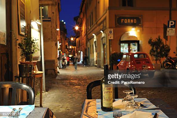 dinner al fresco  in rome - rome italy stock pictures, royalty-free photos & images