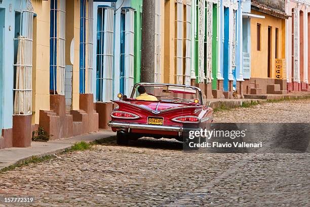 vintage car in trinidad, cuba - trinidad kuba bildbanksfoton och bilder
