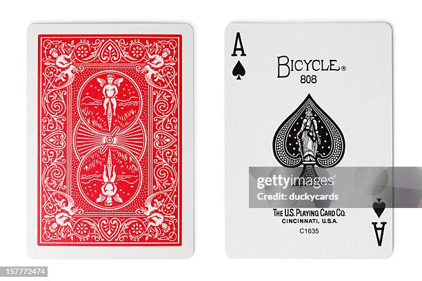 bicycle rider back playing cards - ace of spades bildbanksfoton och bilder