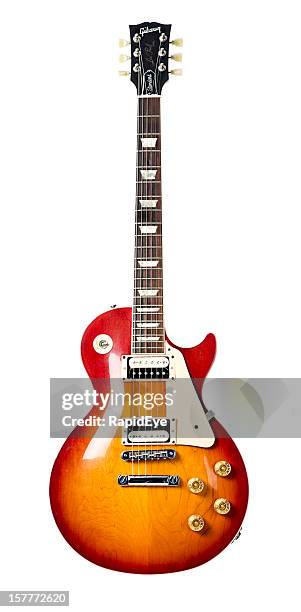 gibson les paul standard electric guitar - rock music guitar stock pictures, royalty-free photos & images