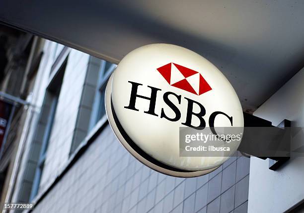 sign of hsbc bank in liverpool - hsbc stock pictures, royalty-free photos & images