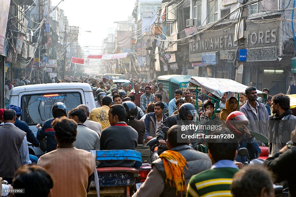 Crowded street in Chandni Chowk, New Delhi, India