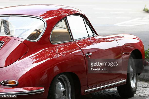red vintage porsche 356 - vintage cars stock pictures, royalty-free photos & images