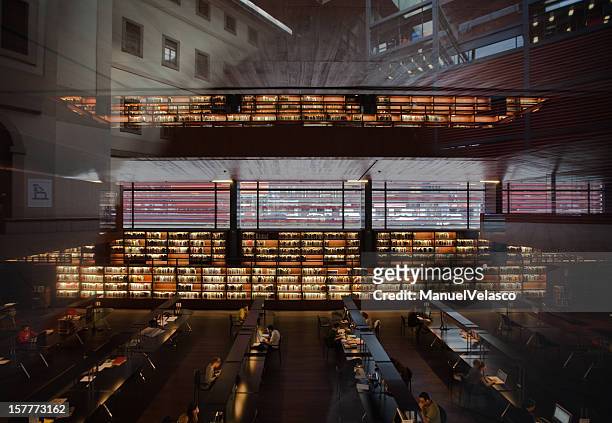 in the library - museo nacional centro de arte reina sofia stock pictures, royalty-free photos & images