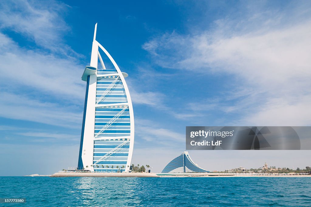 Burj Al Arab Hotel in Dubai from the Sea