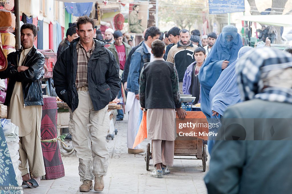Man walking in downtown Kabul