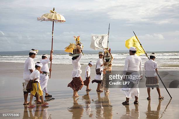 melasti day in bali - melasti ceremony in indonesia stock pictures, royalty-free photos & images