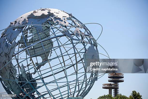 the unisphere in flushing meadows - queens - new york city stock pictures, royalty-free photos & images