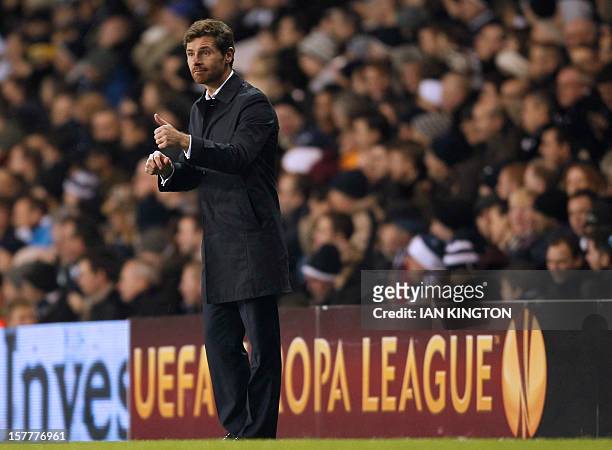 Tottenham Hotspur's Portugese manager Andre Villas-Boas gestures during the UEFA Europa League group J football match between Tottenham Hotspur and...