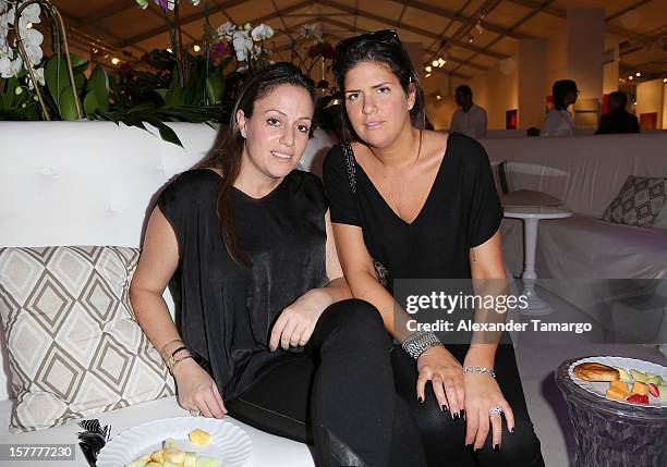 Emrald Benjosef and Michal Basha pose during the 5th Annual Museum Professionals & Curators Brunch at Art Miami VIP Lounge on December 6, 2012 in...