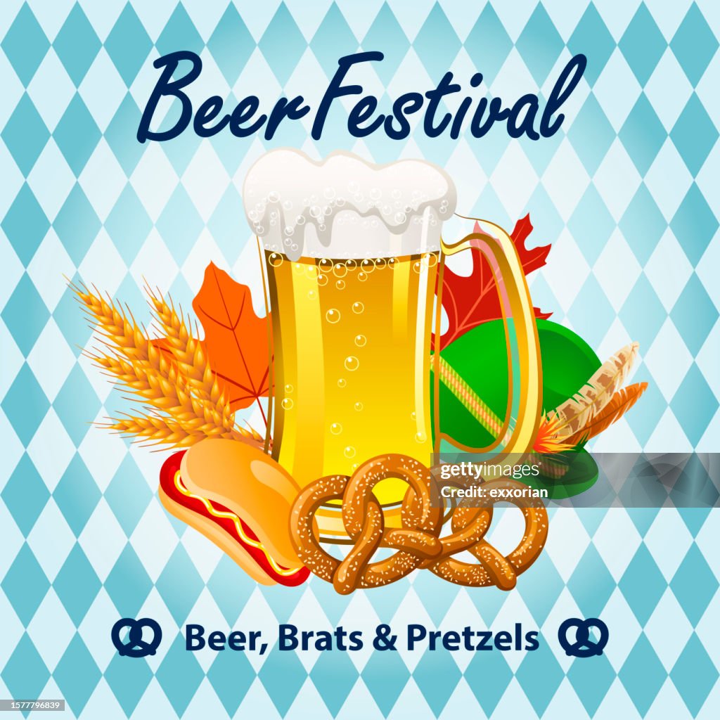 Beer Festival Symbol in Checked Pattern