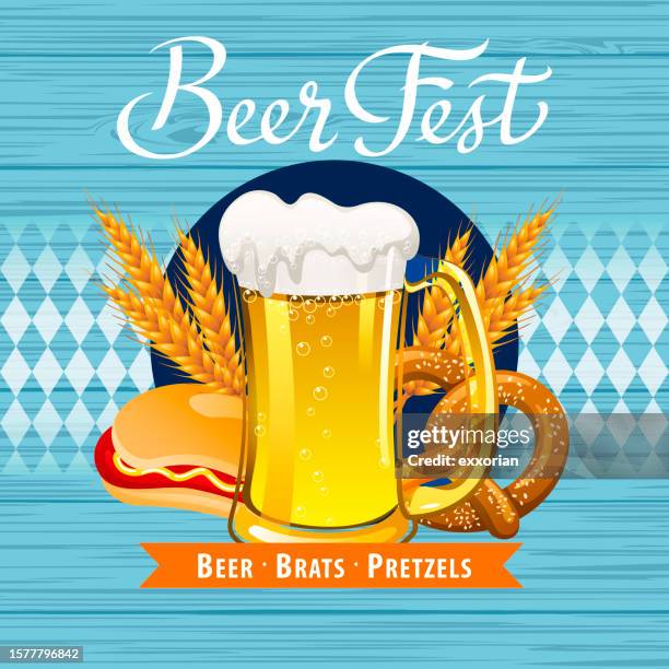 beer festival symbol in checked pattern - stein stock illustrations