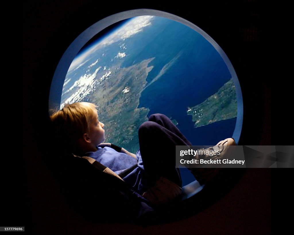 Porthole view of earth