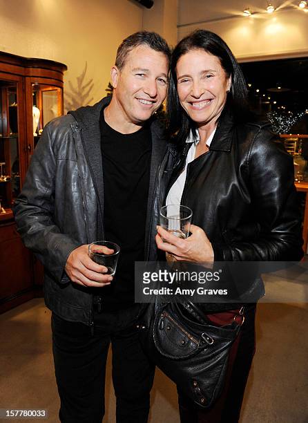 Mimi Rogers and her brother Paul Abbott attend Beth Yorn's Jewelry Show at Roseark on December 5, 2012 in West Hollywood, California.
