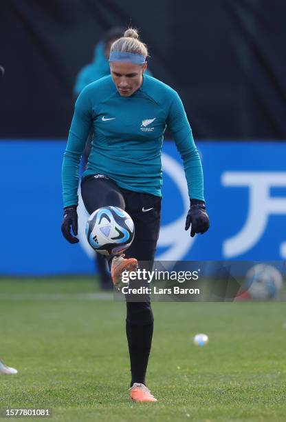 Hannah Wilkinson of New Zealand controls the ball during a New Zealand Football Ferns Training Session during the FIFA Women's World Cup Australia &...