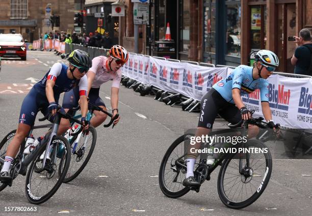 Belgian Lore De Schepper pictured in action during the women junior road race at the UCI World Championships Cycling, in Glasgow, Scotland, Saturday...