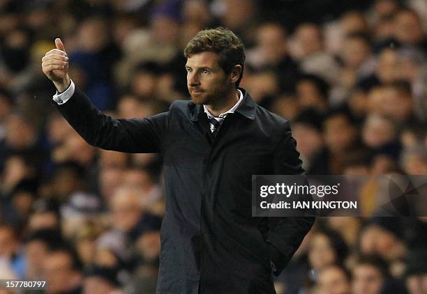 Tottenham Hotspur's Portuguese manager Andre Villas-Boas gestures during the UEFA Europa League group J football match between Tottenham Hotspur and...