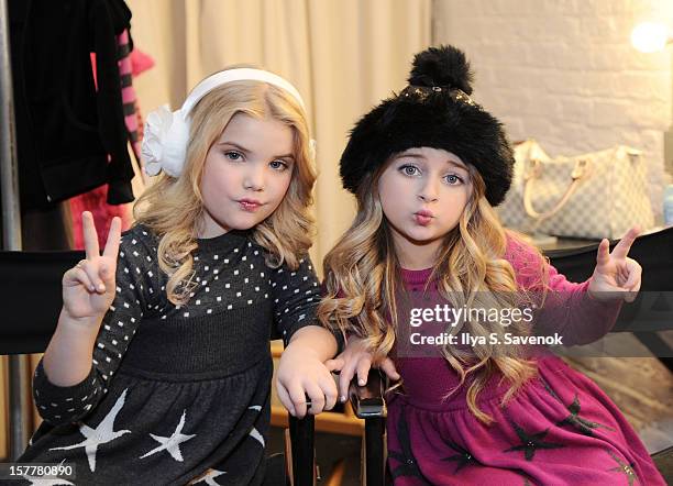 Eden Wood and Isabella Barrett backstage during Eden Wood and Isabella Barrett "LOL" Music video shoot at Picture Ray Studios on December 6, 2012 in...