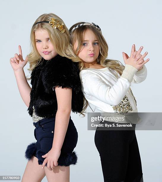 Personalities Eden Wood and Isabella Barrett perform during Eden Wood and Isabella Barrett "LOL" Music video shoot at Picture Ray Studios on December...