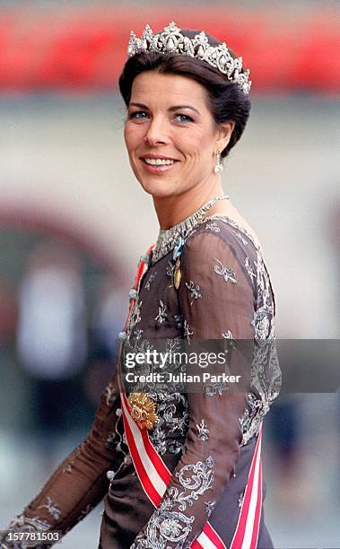 Princess Caroline Of Monaco Attends A Performance Of The Dramatic Theatre, During The Celebrations For King Carl Gustav Of Sweden'S 50Th Birthday.