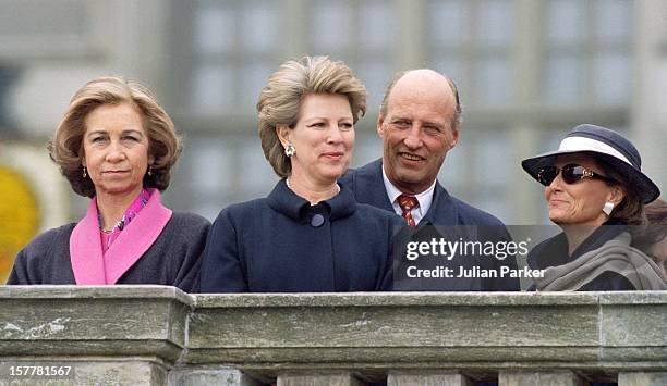 Queen Sofia Of Spain, Queen Anne Marie Of Greece, King Harald & Queen Sonja Of Norway During The Celebrations For King Carl Gustav Of Sweden'S 50Th...