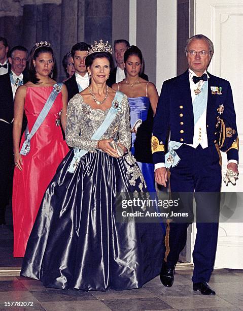 King Carl Gustaf, Queen Silvia, Crown Princess Victoria, Prince Carl Philip & Princess Madeleine Of Sweden Attend Queen Margrethe Ii Of Denmark'S...