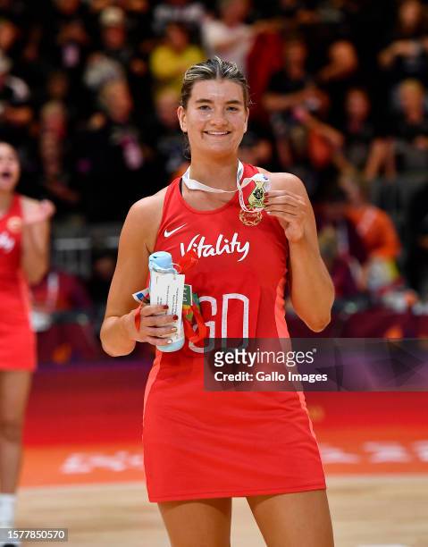 Francesca Williams of England during the Netball World Cup 2023, Semi Final 1 match between England and New Zealand at Cape Town International...