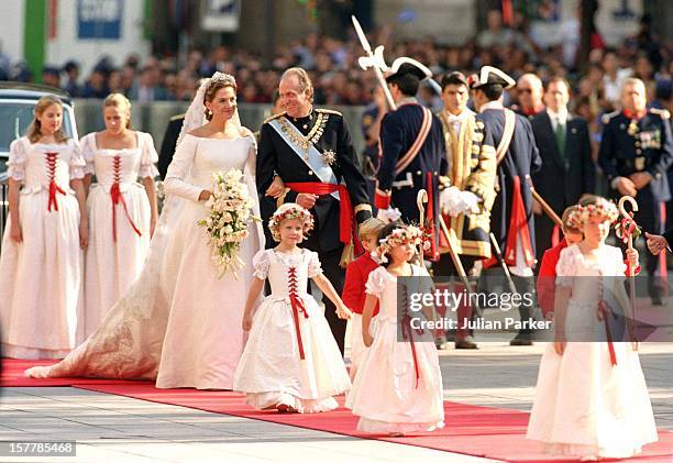 King Juan Carlos Attends The Wedding Of Infanta Cristina Of Spain And Inaki Urdangarin At Barcelona Cathedral.