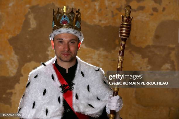 Prince Vincent 1st looks on as he attends his coronation at the Vauban citadel, in the "Principality of Helianthis", an imaginary kingdom, in Blaye,...