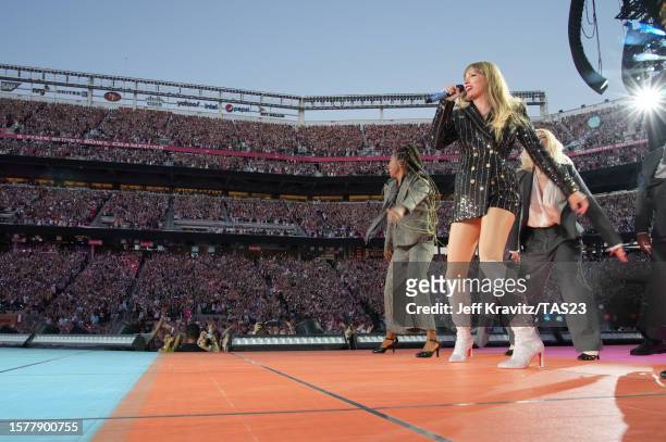 Taylor Swift performs onstage during Taylor Swift | The Eras Tour at Levi's Stadium on July 28, 2023 in Santa Clara, California.