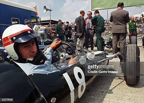Jackie Stewart of Great Britain sits aboard the Tyrrell Racing Organisation Cooper T75 BRM71 Formula 2 car before the start of the XIII London Trophy...