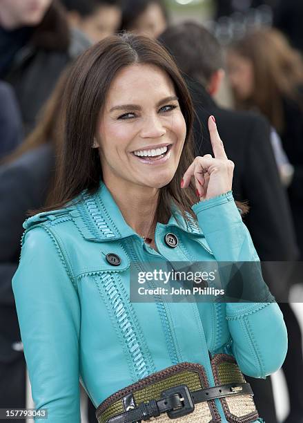 Ebru Salli Arrives At The Burberry Autumn Winter 2012 Womenswear Show During London Fashion Week At Kensington Gardens.