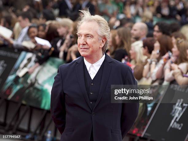 Alan Rickman Arriving At The World Premiere Of Harry Potter And The Deathly Hallows Part 2, In Trafalgar Square In Central London.