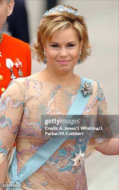 Grand Duchess Maria-Theresa Of Luxembourg Attends The Wedding Of Crown Prince Frederik & Mary Donaldson At The Vor Frue Kirke Catherdal In Copenhagen.