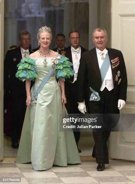 Queen Margrethe Ii & Prince Henrik Of Denmark Attend A Gala Dinner At Christiansborg Palace.