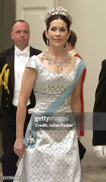 Crown Prince Frederik Of Denmark & Mary Donaldson Attend A Gala Dinner At Christiansborg Palace.