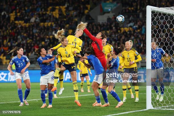 Amanda Ilestedt of Sweden heads to score the team's first goal during the FIFA Women's World Cup Australia & New Zealand 2023 Group G match between...